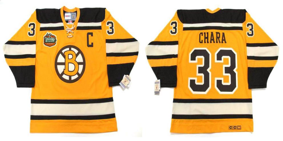 2019 Men Boston Bruins 33 Chara Yellow CCM NHL jerseys